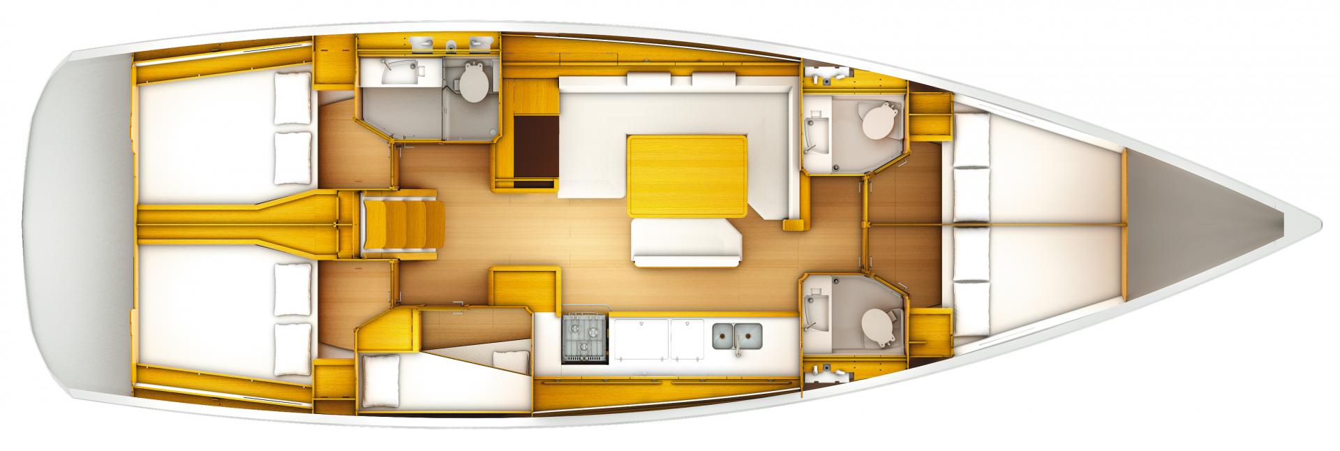 Plan Jeanneau Sun Odyssey 509 10 personnes